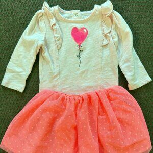 Girls 6-9 Months Pink Heart Balloon Bodysuit With Separate Tutu Koala Kids